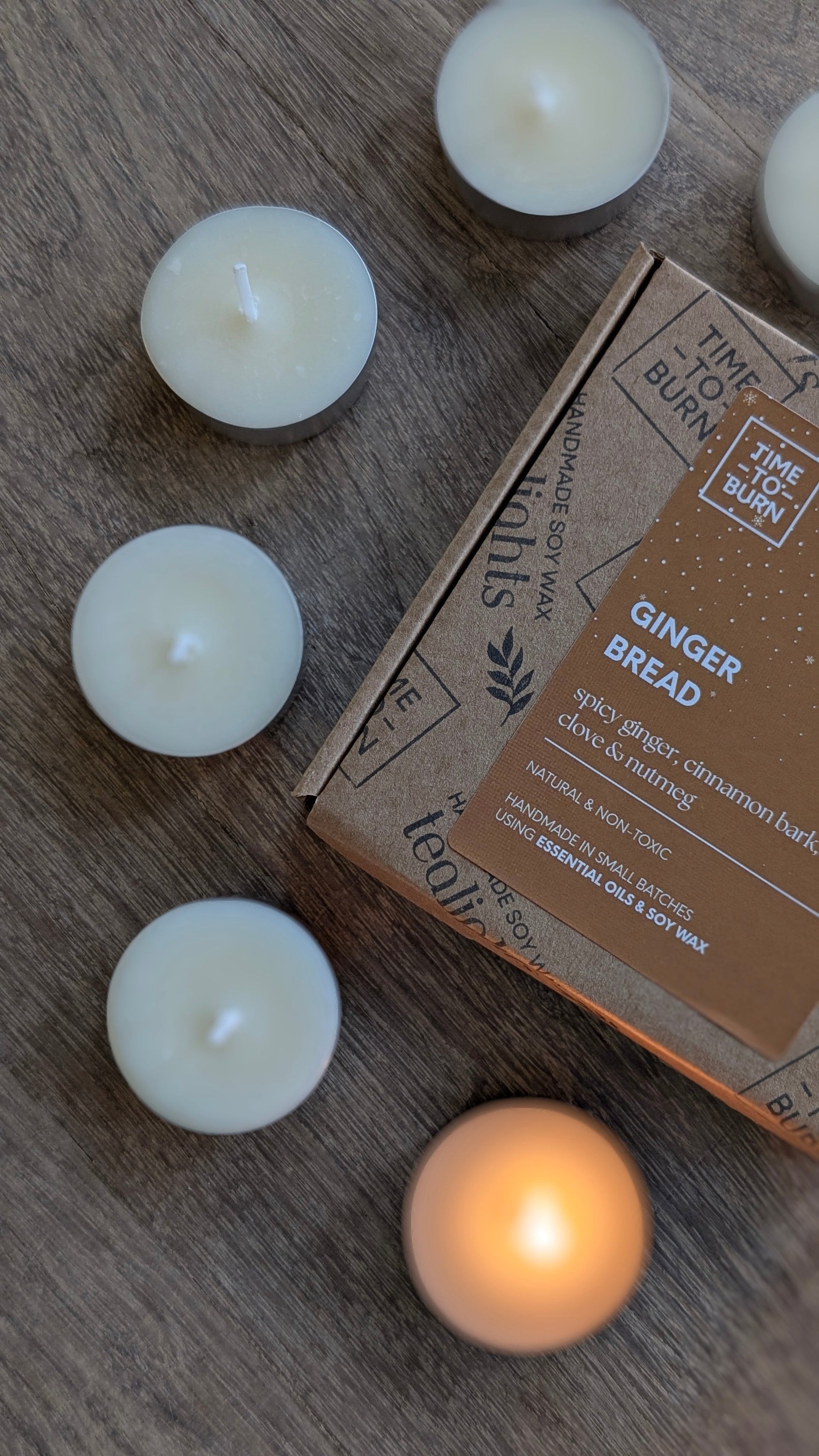Gingerbread Tealights - Ginger Cinnamon Bark Clove & Nutmeg - Tealights