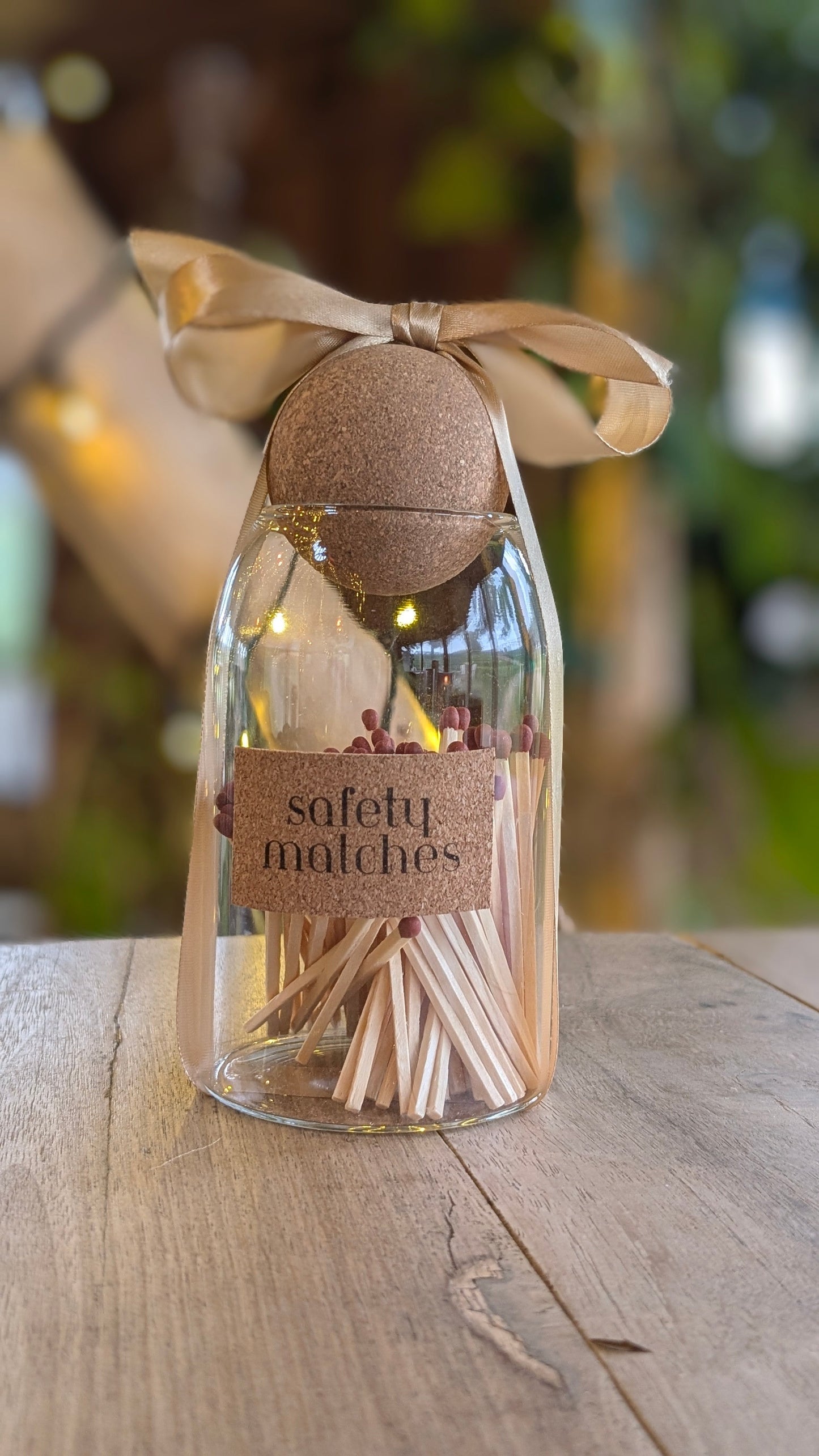 Gold Ribboned Match Jar - Matches