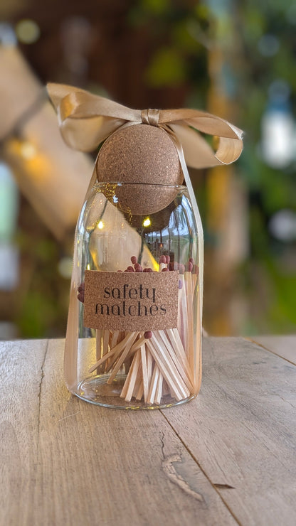 Gold Ribboned Match Jar - Matches