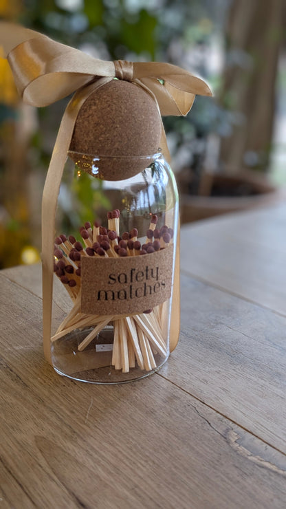 Gold Ribboned Match Jar - Matches