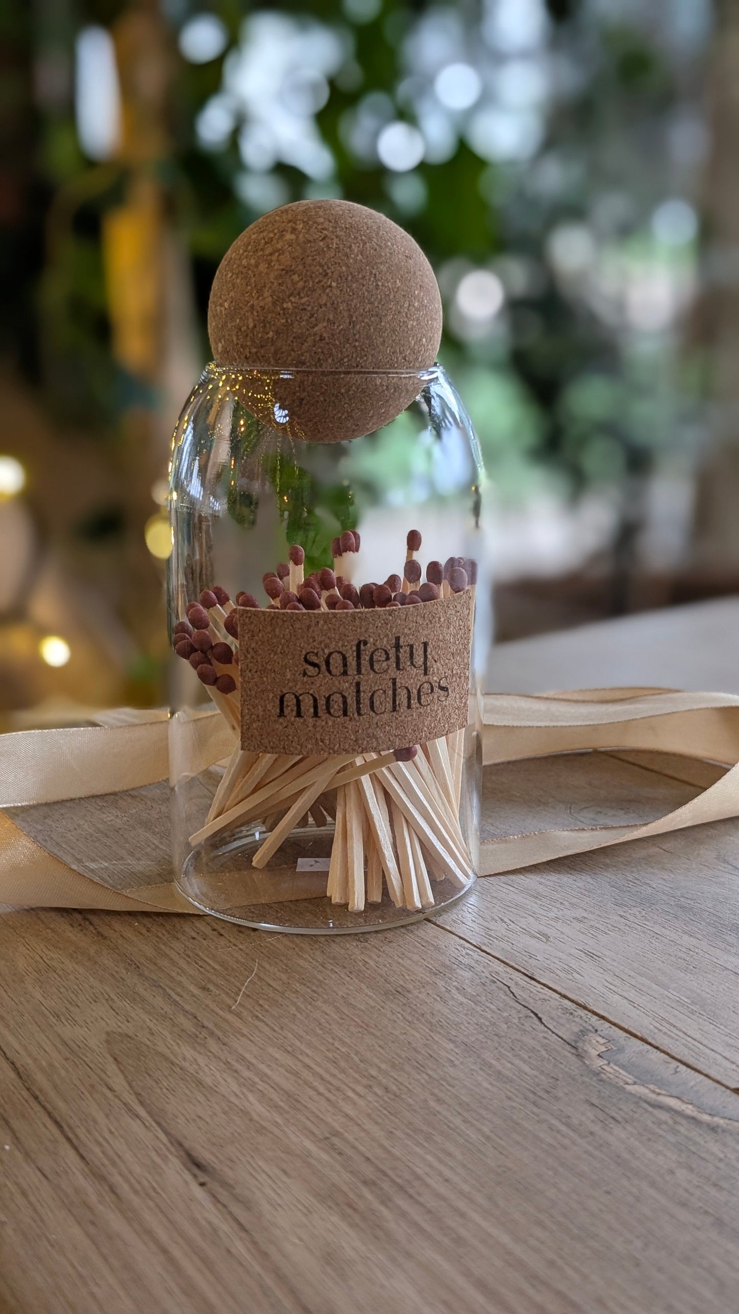 Gold Ribboned Match Jar - Matches