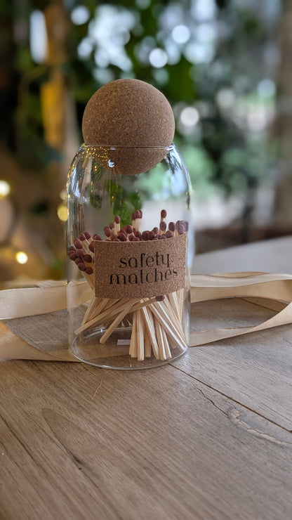 Gold Ribboned Match Jar - Matches