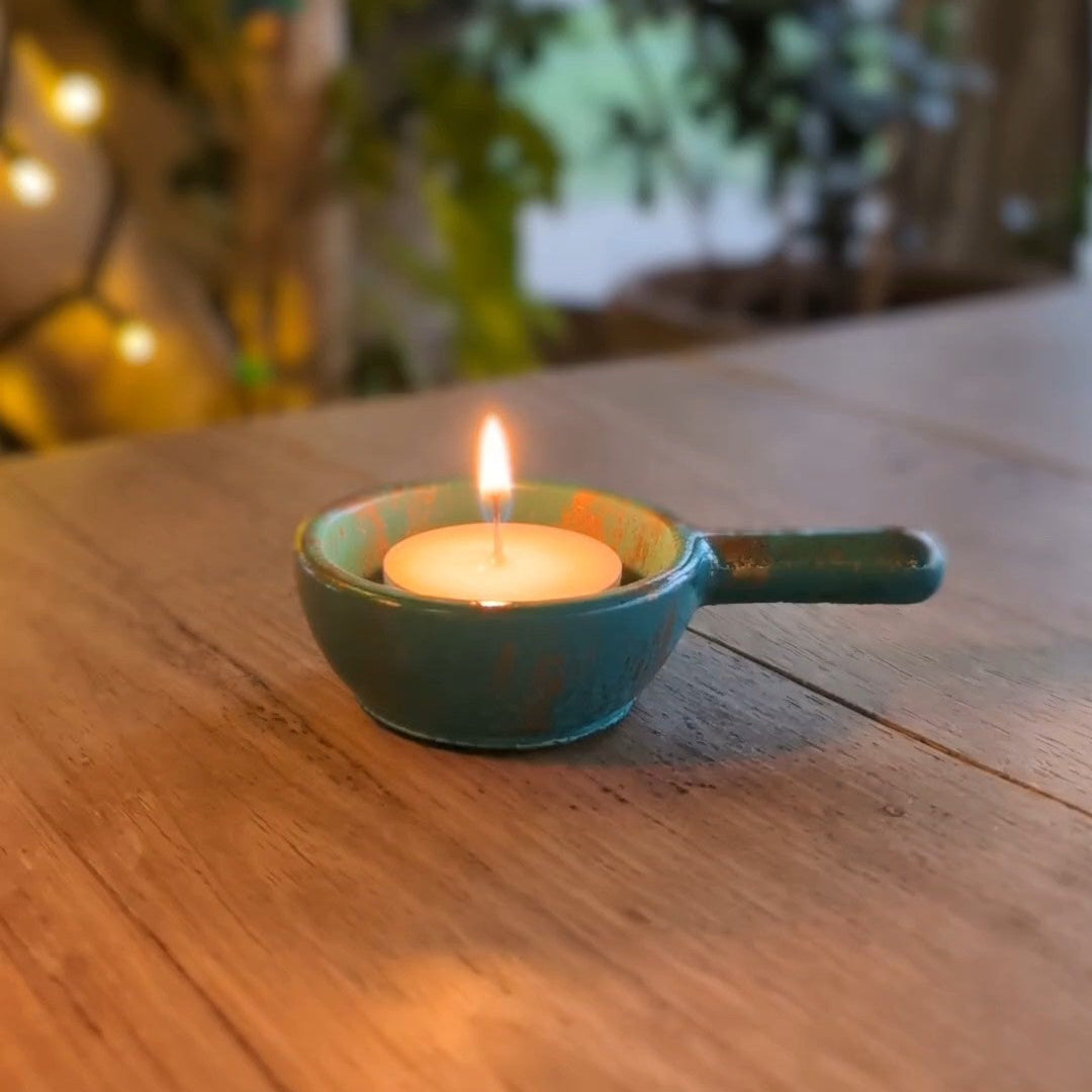 Green & Gold Tealight Holder Gift Box - Tealights