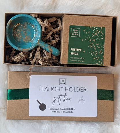 Green & Gold Tealight Holder Gift Box - Tealights