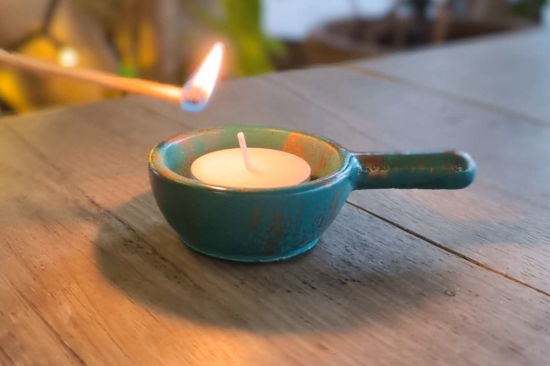 Green & Gold Tealight Holder Gift Box - Tealights