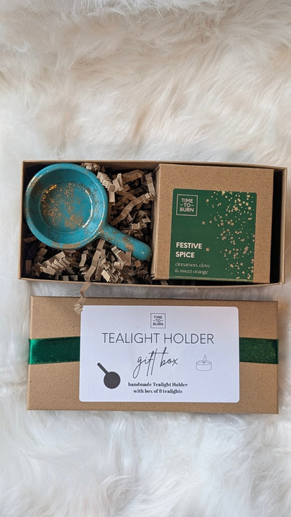 Green & Gold Tealight Holder Gift Box - Tealights