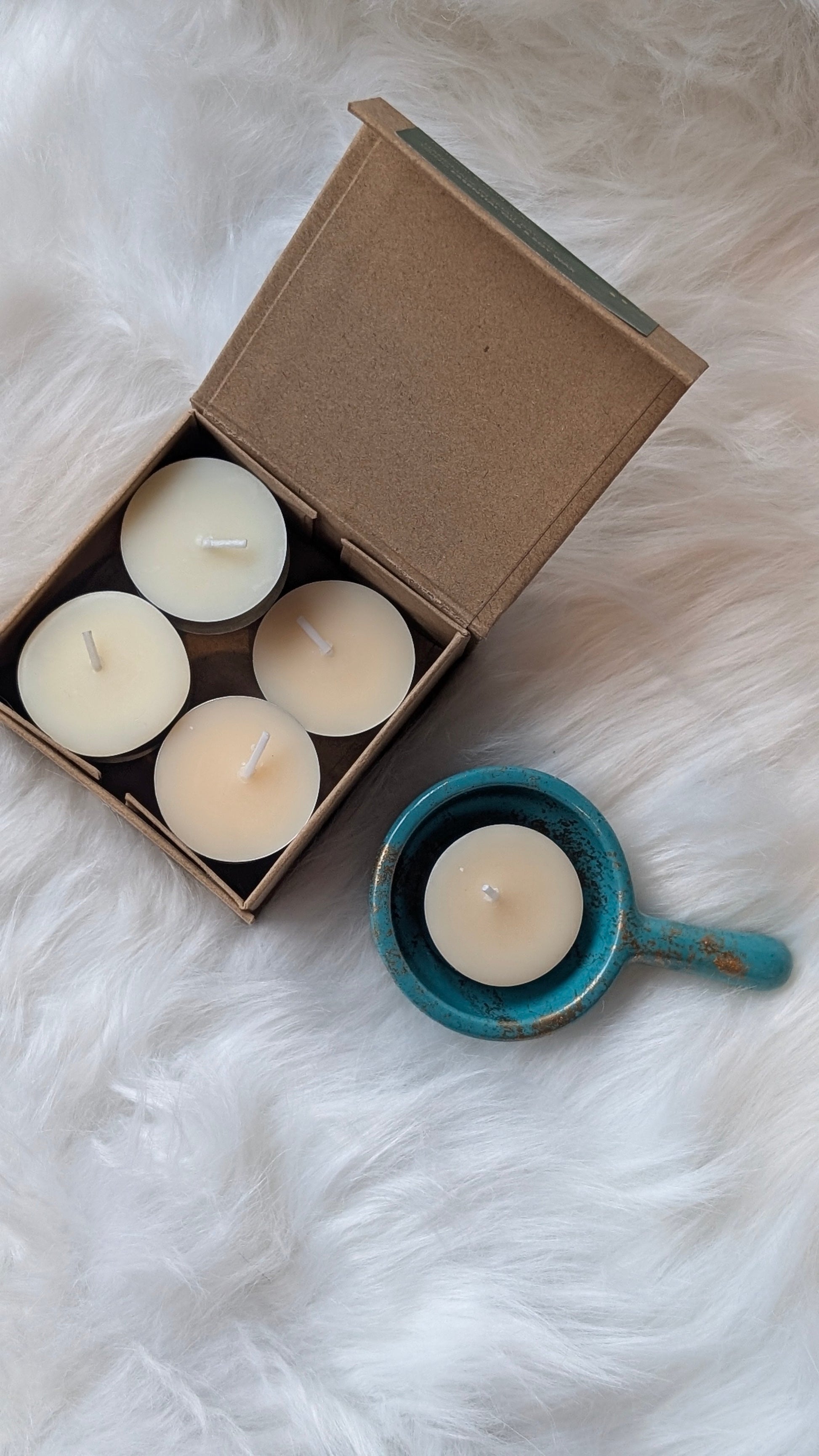 Green & Gold Tealight Holder Gift Box - Tealights