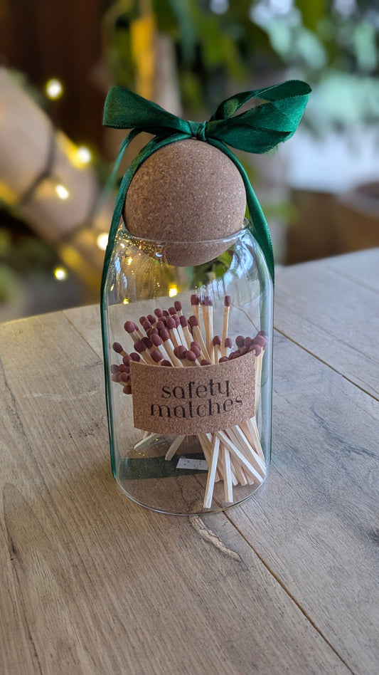 Green Ribboned Match Jar - Matches
