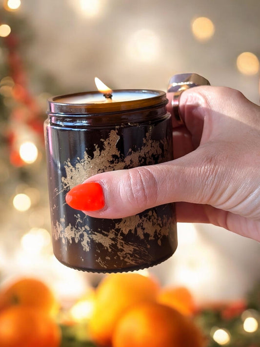 Festive Spice Gold Marbled Soy Candle - 30 Hour