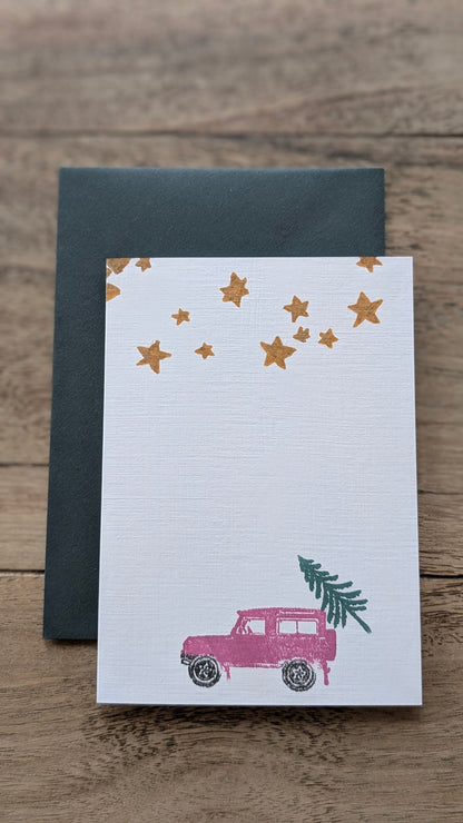 Landrover & Christmas Tree Christmas Card