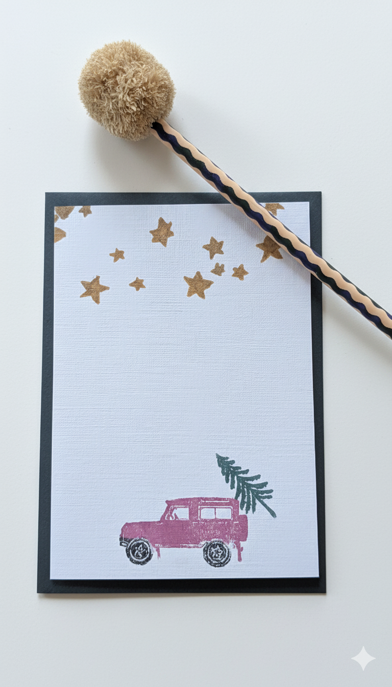 Landrover & Christmas Tree Christmas Card