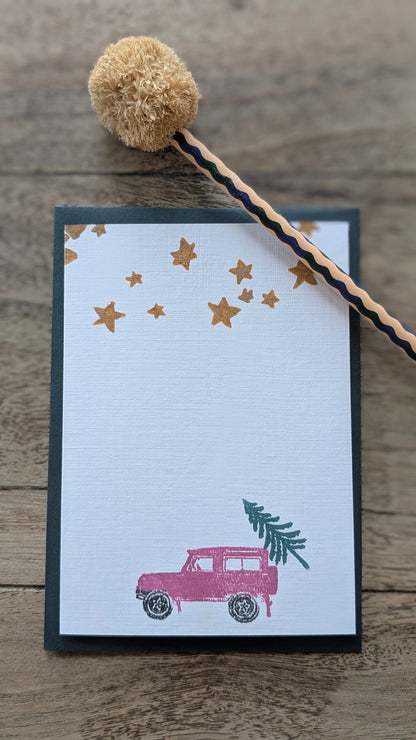 Landrover & Christmas Tree Christmas Card