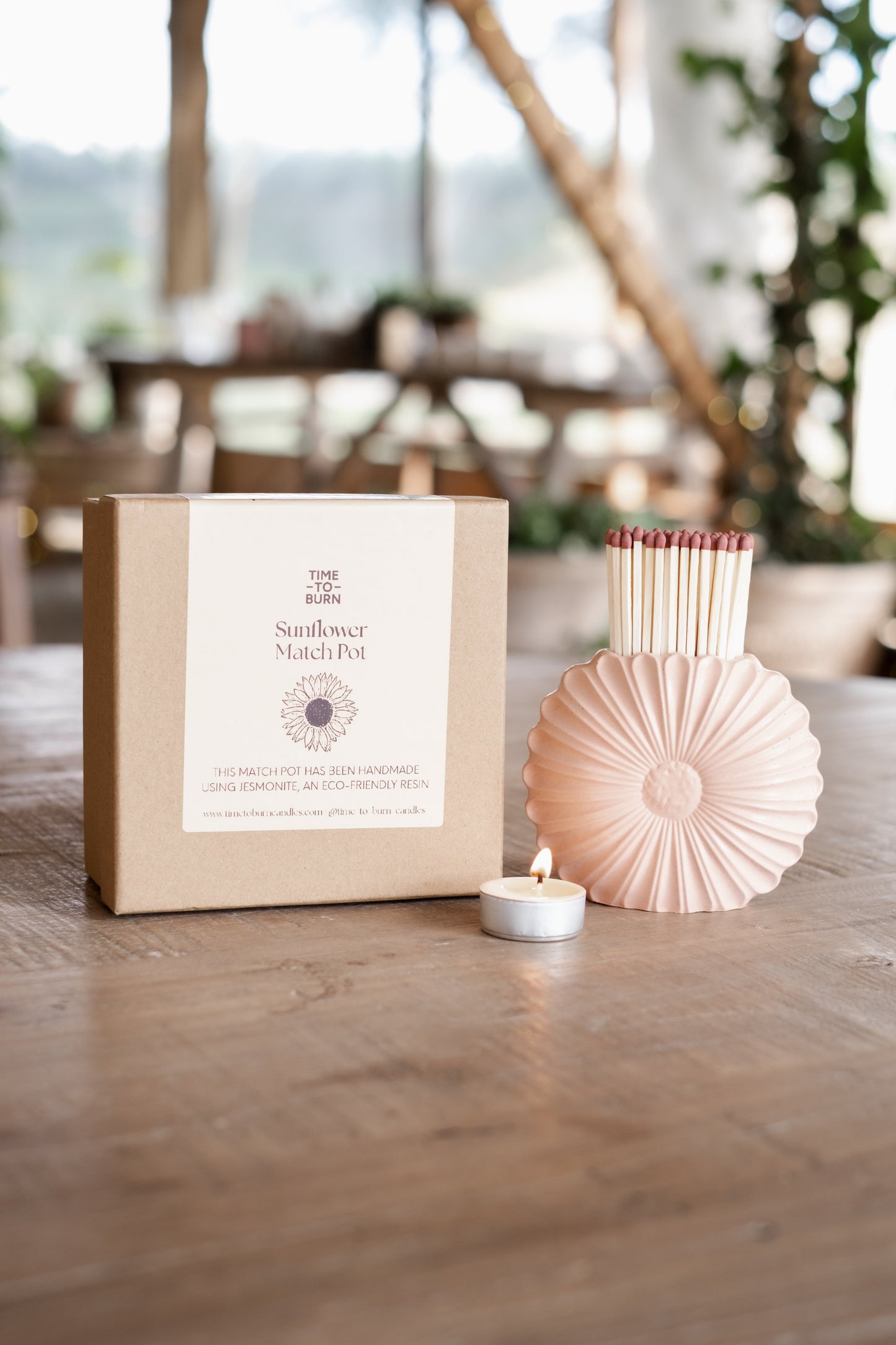 Light Beige Sunflower Match Jar - Matches