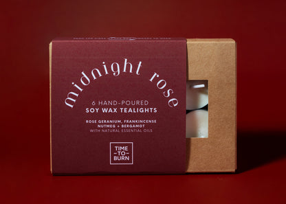 Midnight Rose: Gift Box of 6 Tealights - Tealights