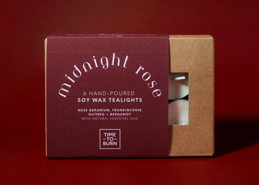 Midnight Rose: Gift Box of 6 Tealights - Tealights