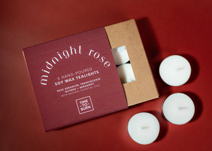 Midnight Rose: Gift Box of 6 Tealights - Tealights