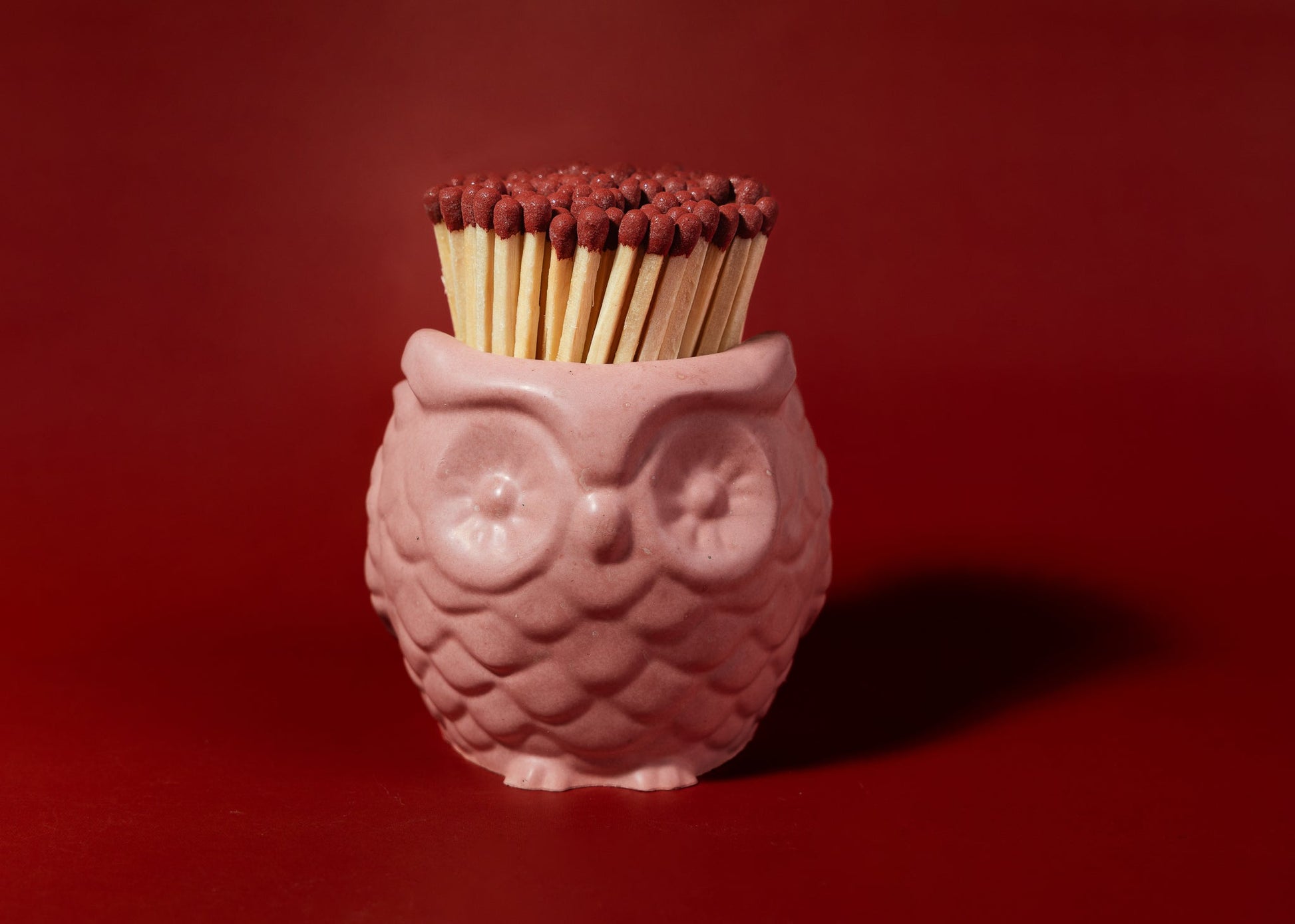Ollie Owl Match Jar - Light Burgandy - Matches