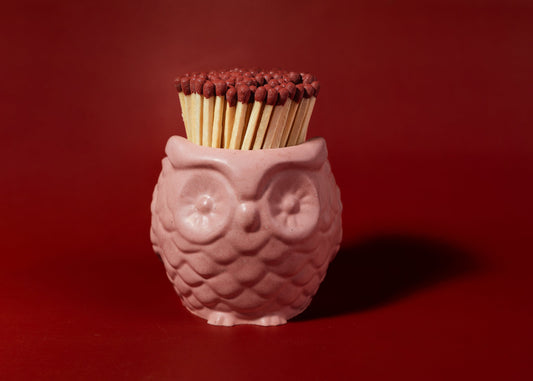 Ollie Owl Match Jar - Light Burgandy - Matches