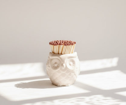 Ollie the Bath Stone Owl Match Jar - Matches