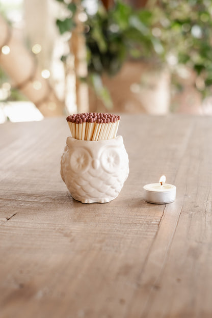 Ollie the Bath Stone Owl Match Jar - Matches