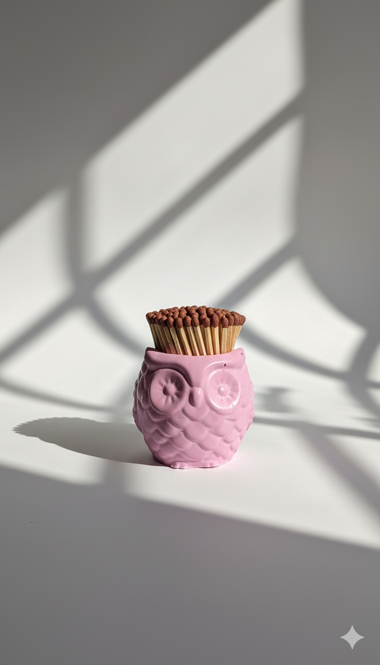 Ollie the Pink Owl Match Jar - Matches