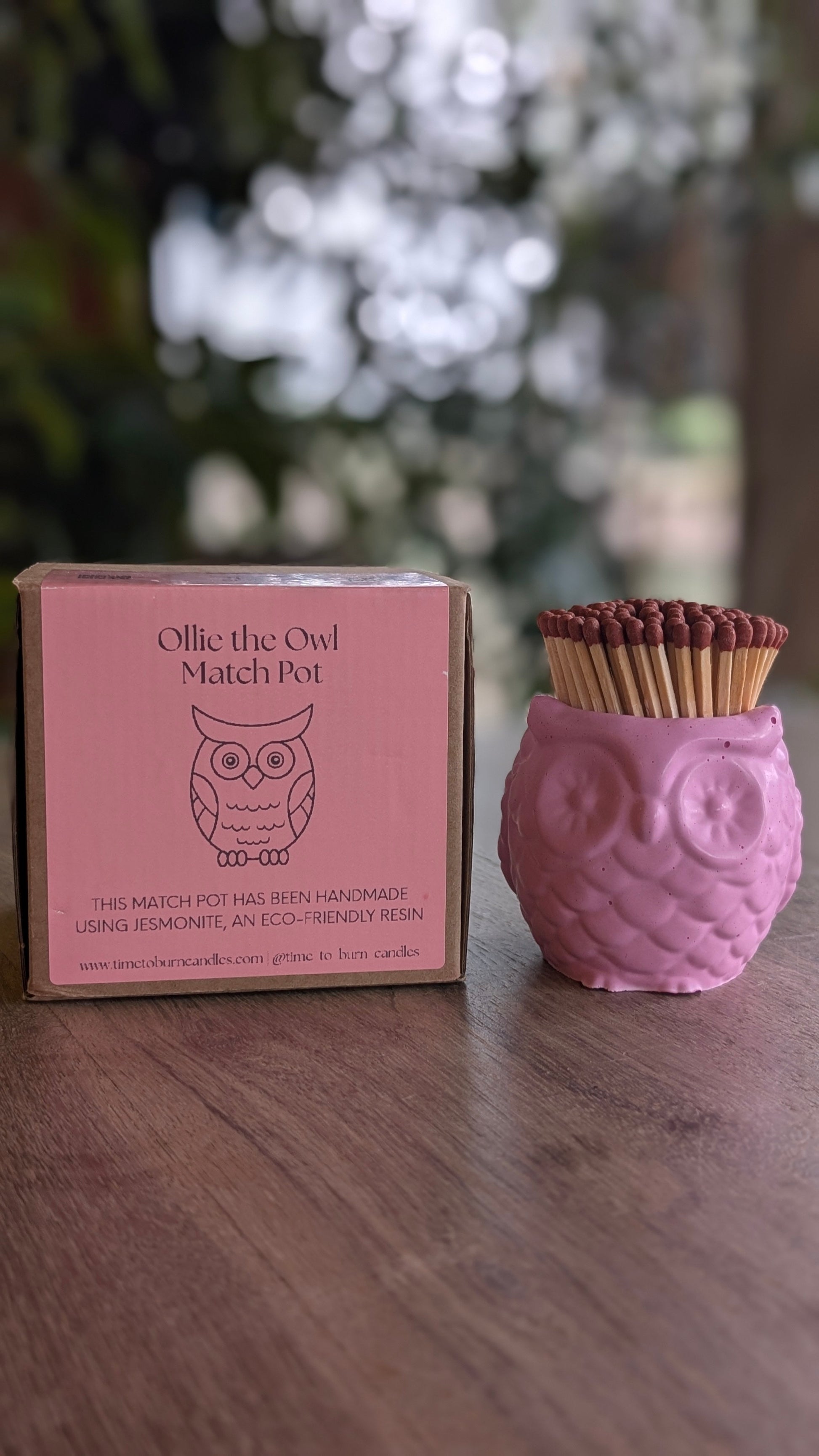 Ollie the Pink Owl Match Jar - Matches