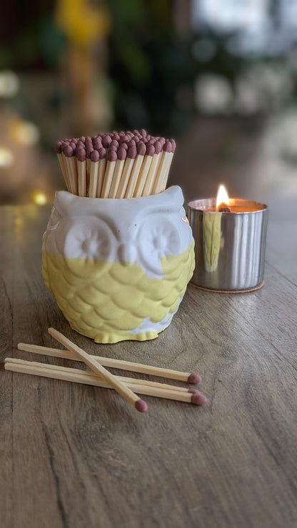 Ollie the Yellow and White Owl Match Jar - Matches
