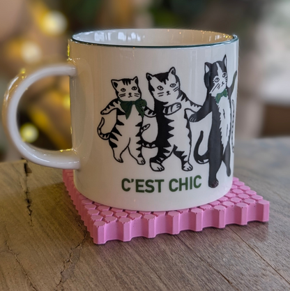Pink & Green Geometric Coasters - Coaster