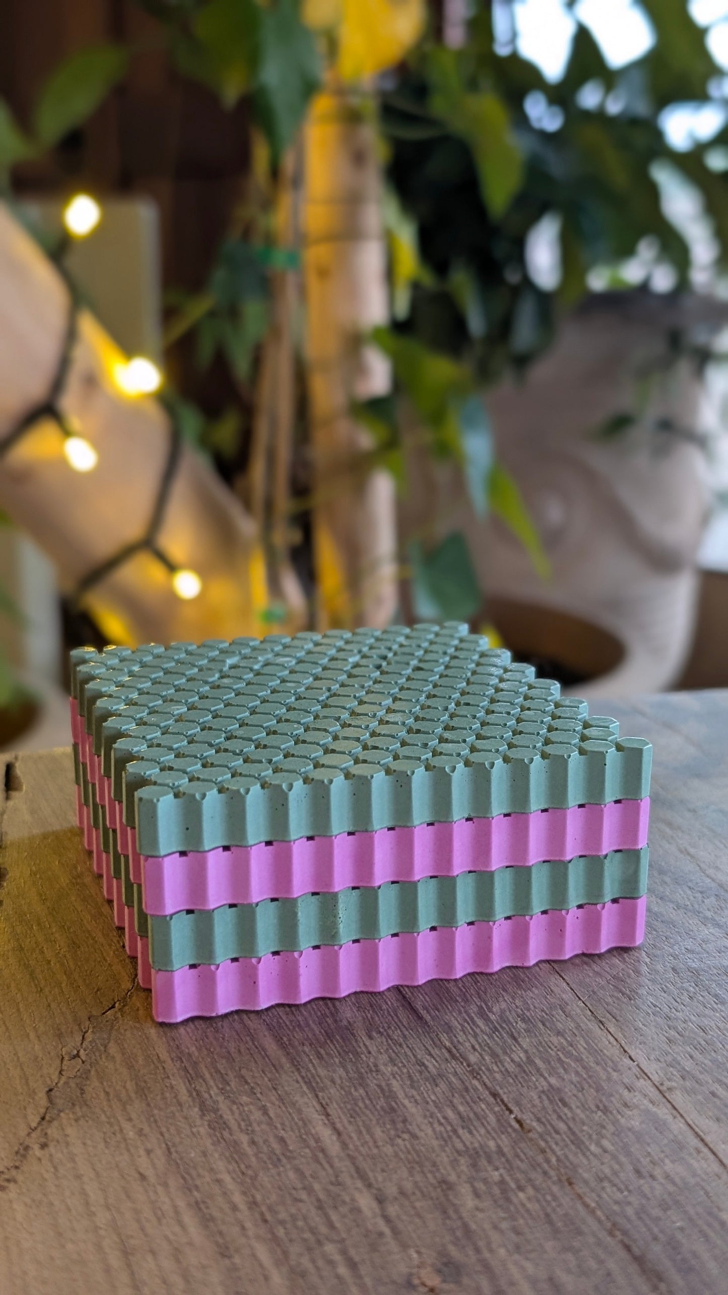 Pink & Green Geometric Coasters - Coaster
