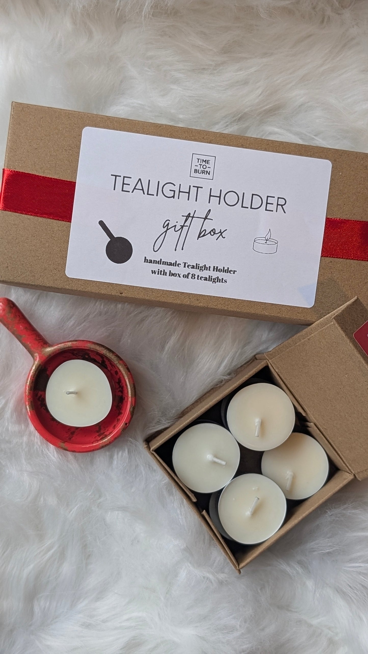 Red & Gold Tealight Holder Gift Box - Tealights