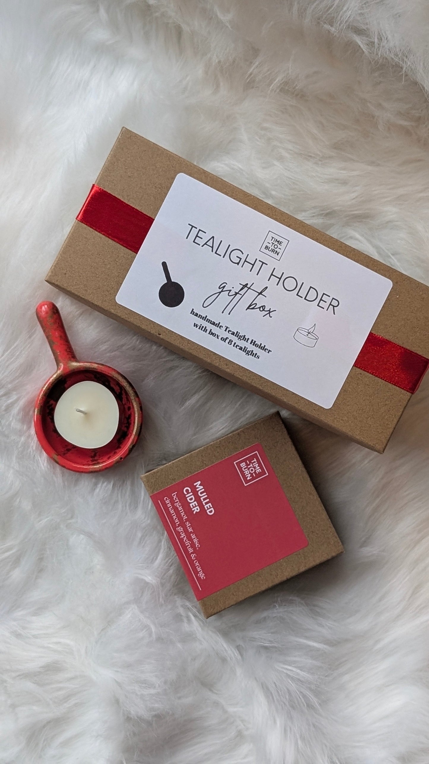 Red & Gold Tealight Holder Gift Box - Tealights