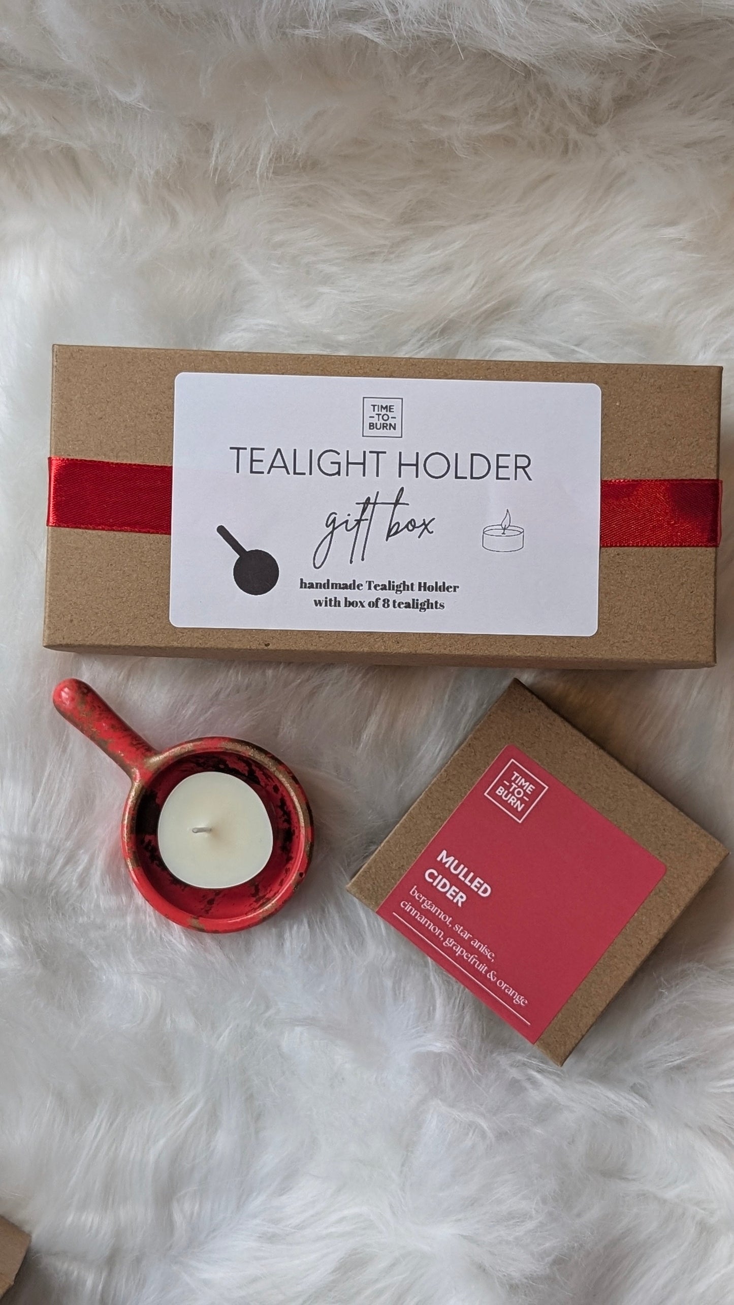 Red & Gold Tealight Holder Gift Box - Tealights