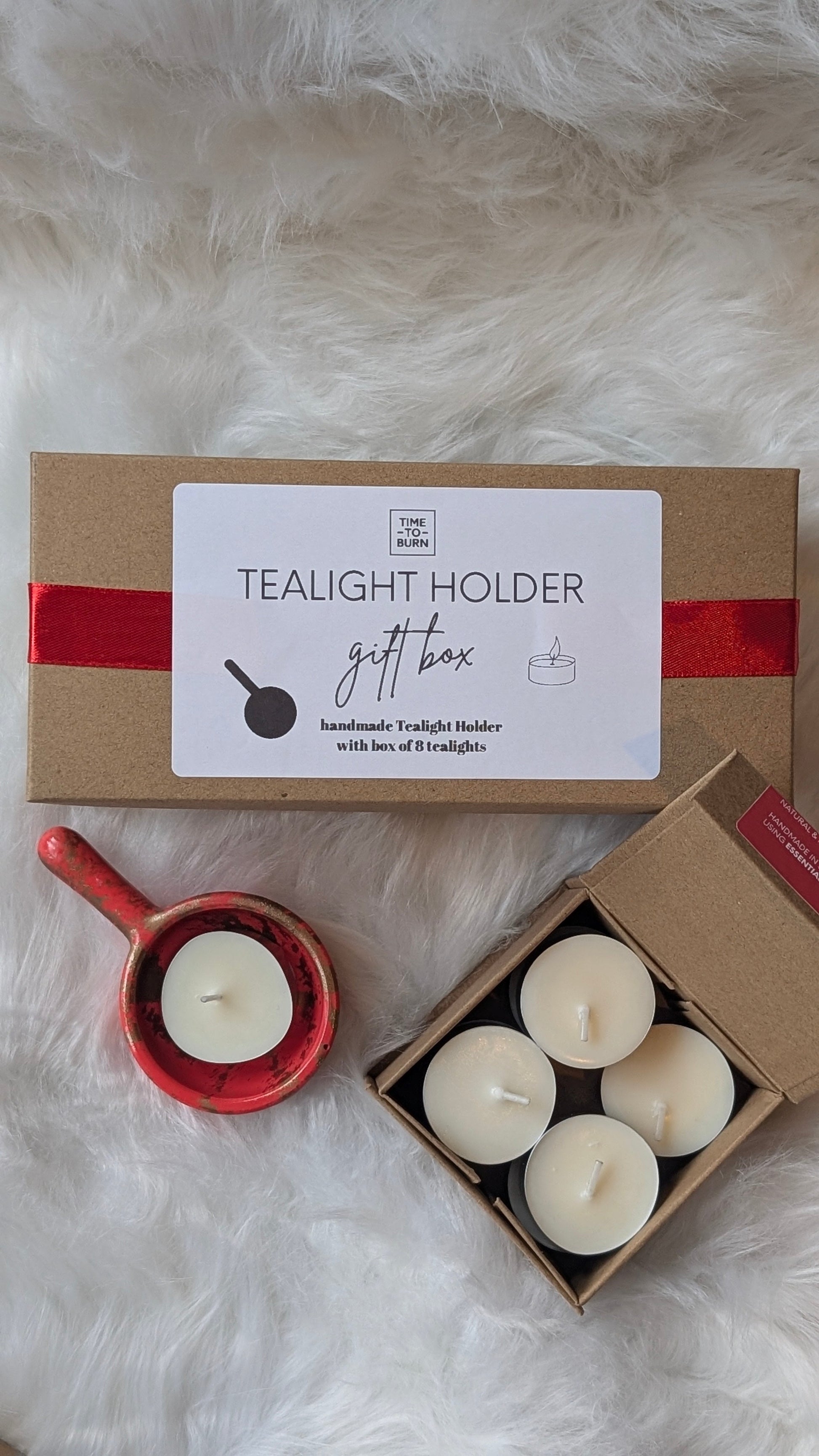 Red & Gold Tealight Holder Gift Box - Tealights