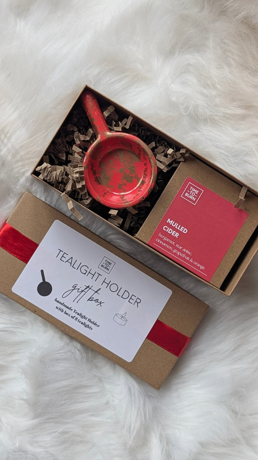 Red & Gold Tealight Holder Gift Box - Tealights