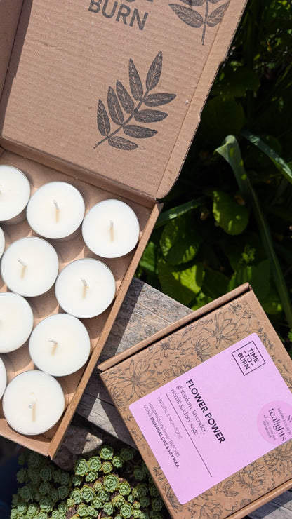 Flower Power Tealights - Clary Sage, Neroli, Lavender & Rose Geranium,