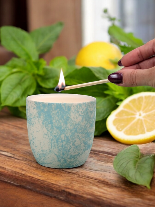 Basil, Lemon, Mint & Orange Refillable Soy Candle - 50 Hour