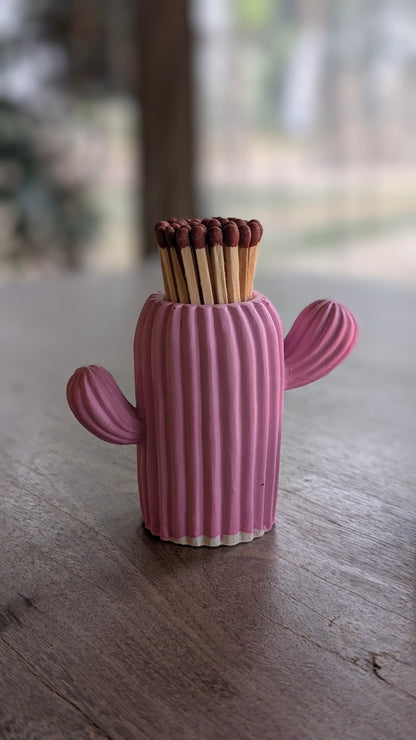 Dark Pink Cactus Match Jar