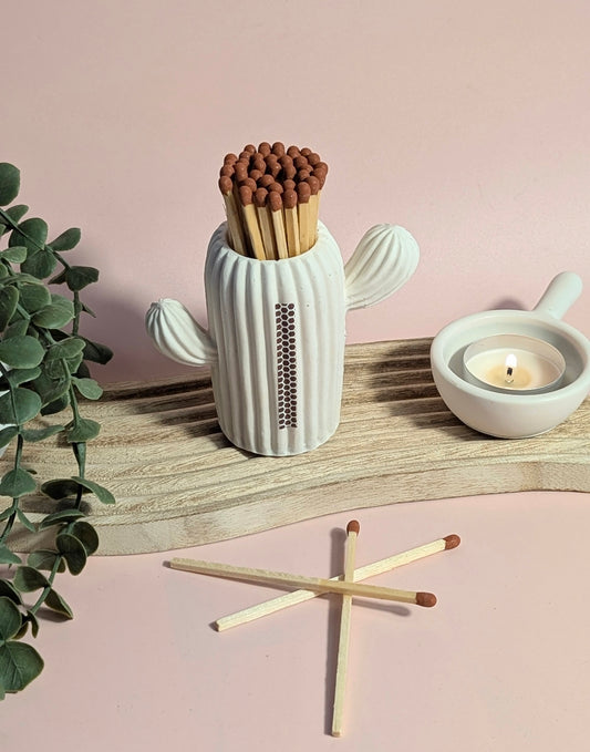 Speckled White Cactus Match Jar