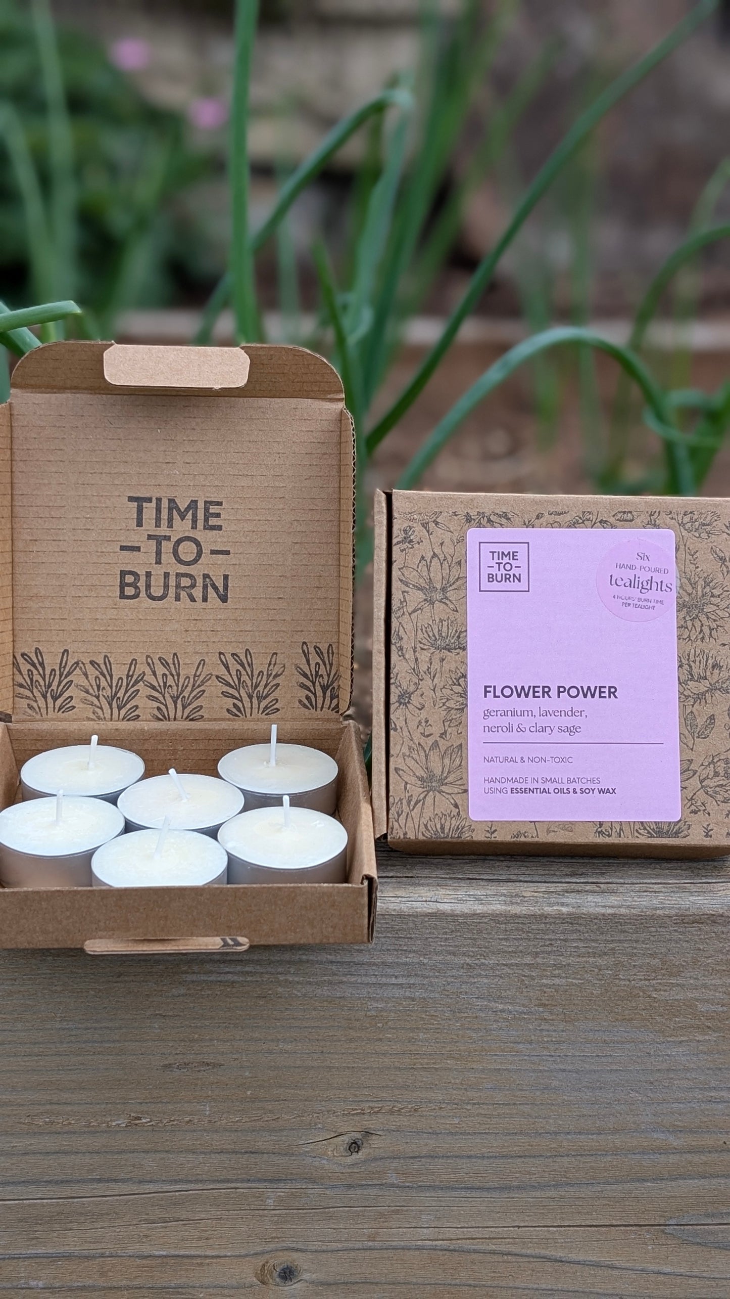 Flower Power Tealights - Clary Sage, Neroli, Lavender & Rose Geranium,