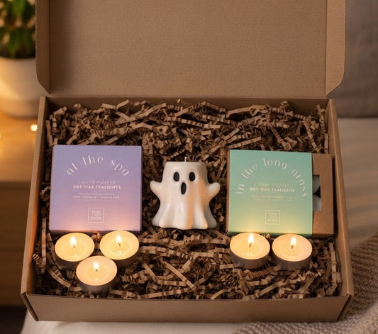 The Big Ghost Tealight Box: Handmade Tealights Holder + Tealights