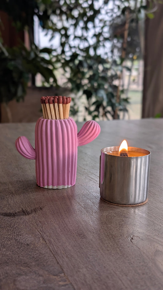 Dark Pink Cactus Match Jar