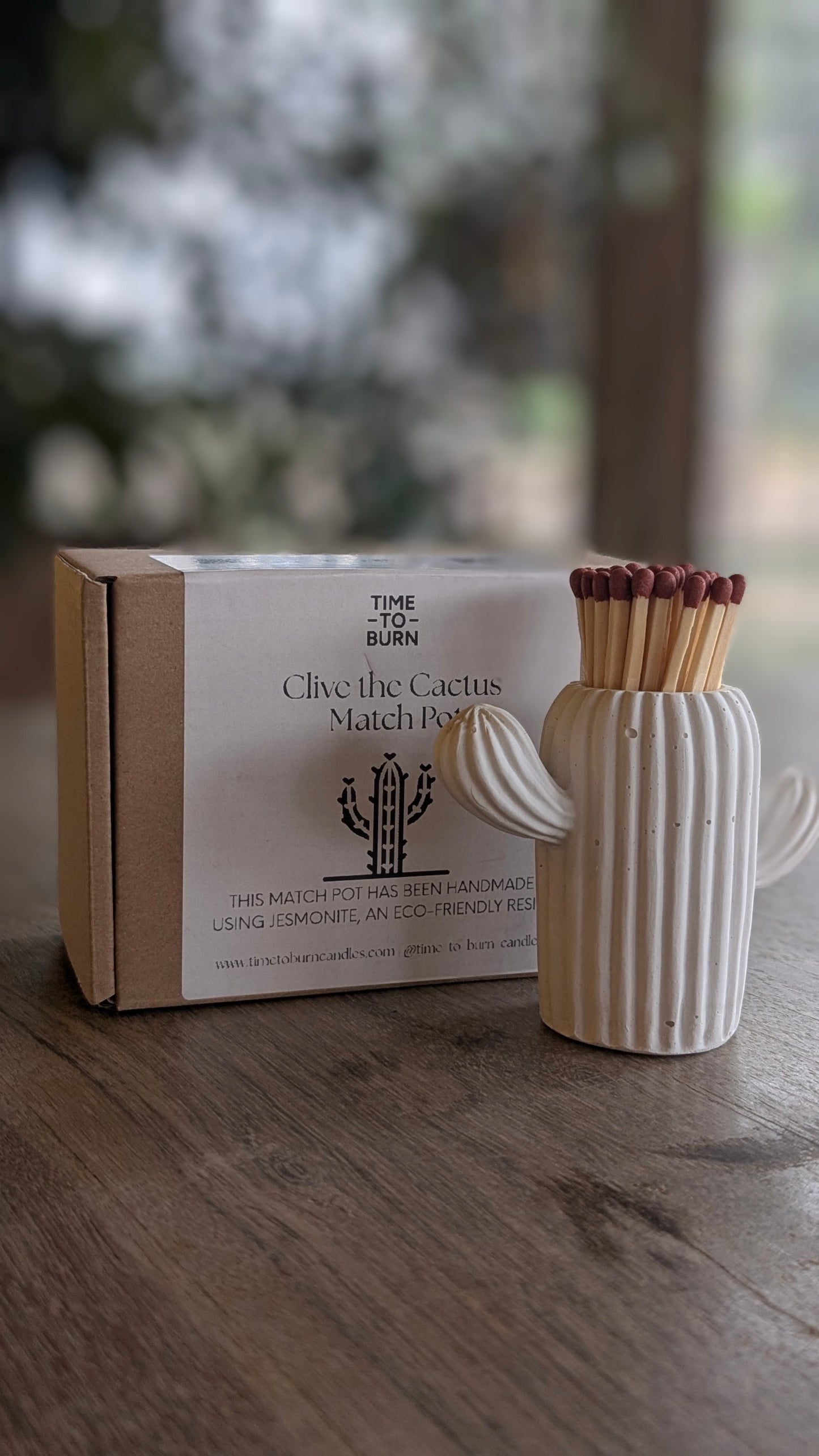 White Cactus Match Jar