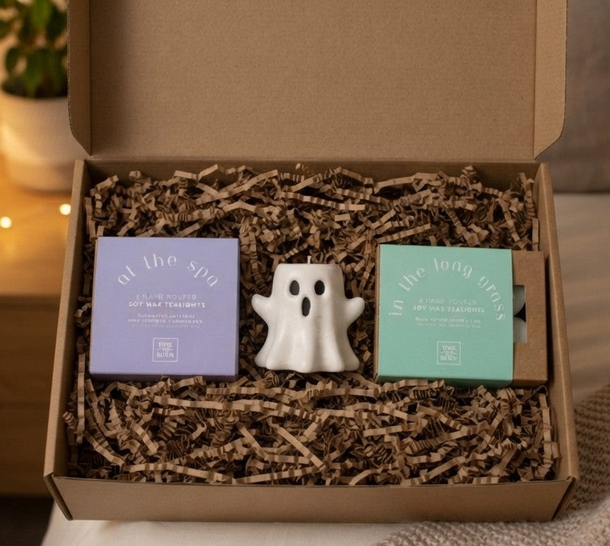 The Big Ghost Tealight Box: Handmade Tealights Holder + Tealights