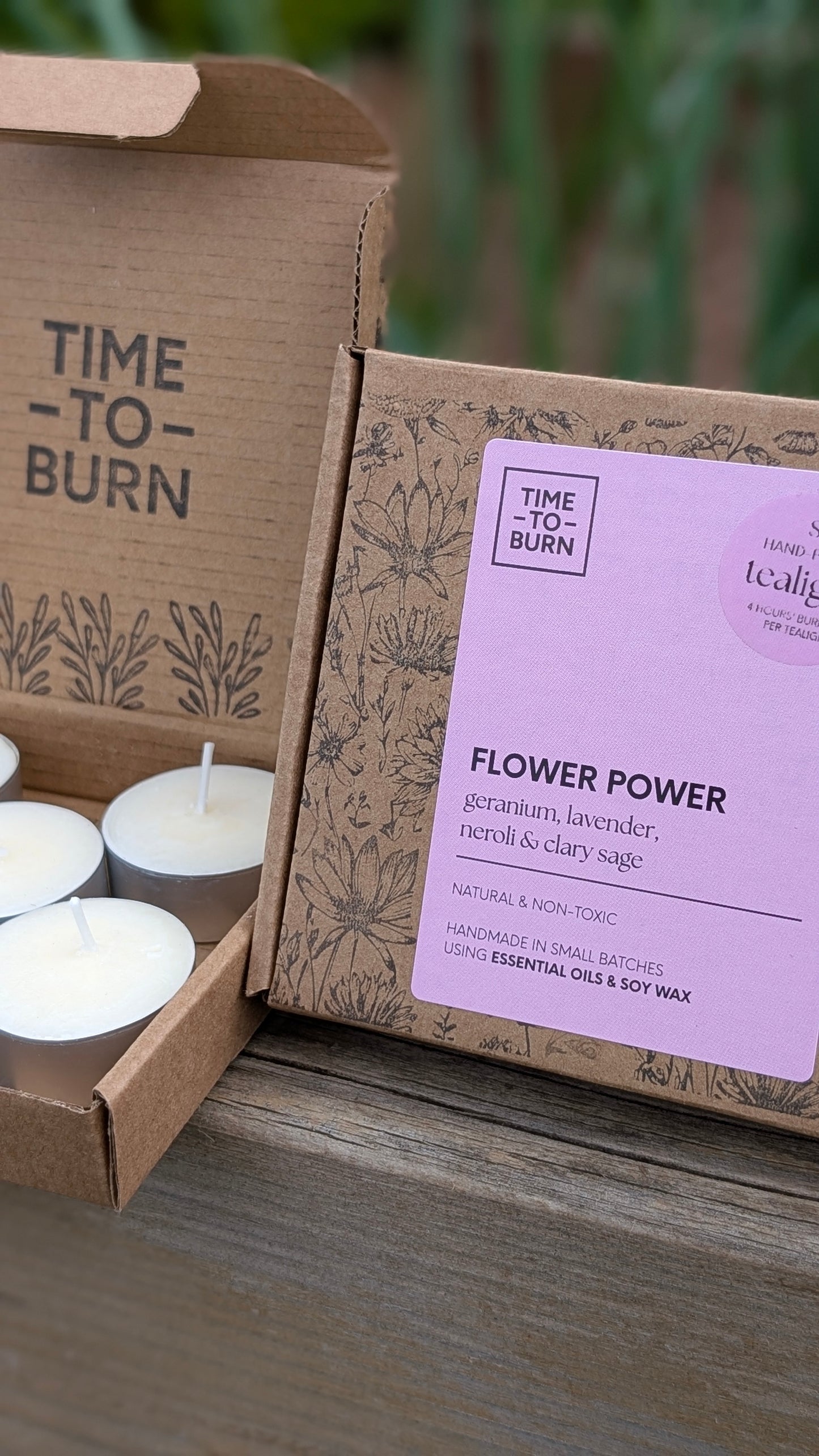 Flower Power Tealights - Clary Sage, Neroli, Lavender & Rose Geranium,