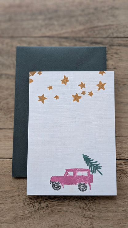 Landrover & Christmas Tree Christmas Card