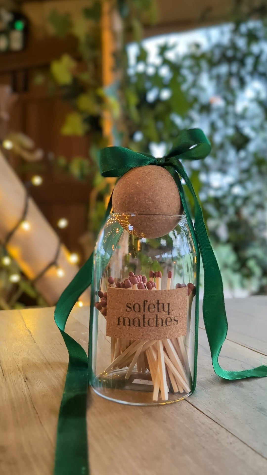 Green Ribboned Match Jar