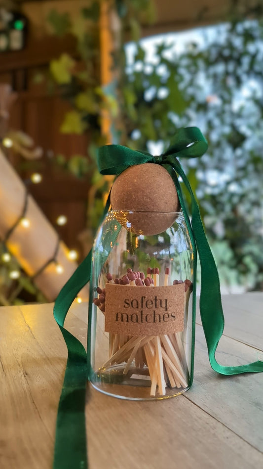Green Ribboned Match Jar