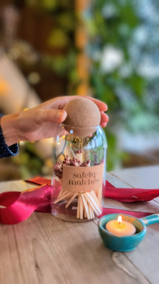Red Ribboned Match Jar