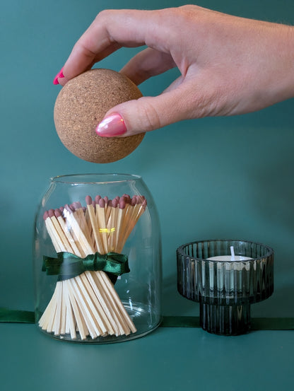 Green Ribboned Match Jar