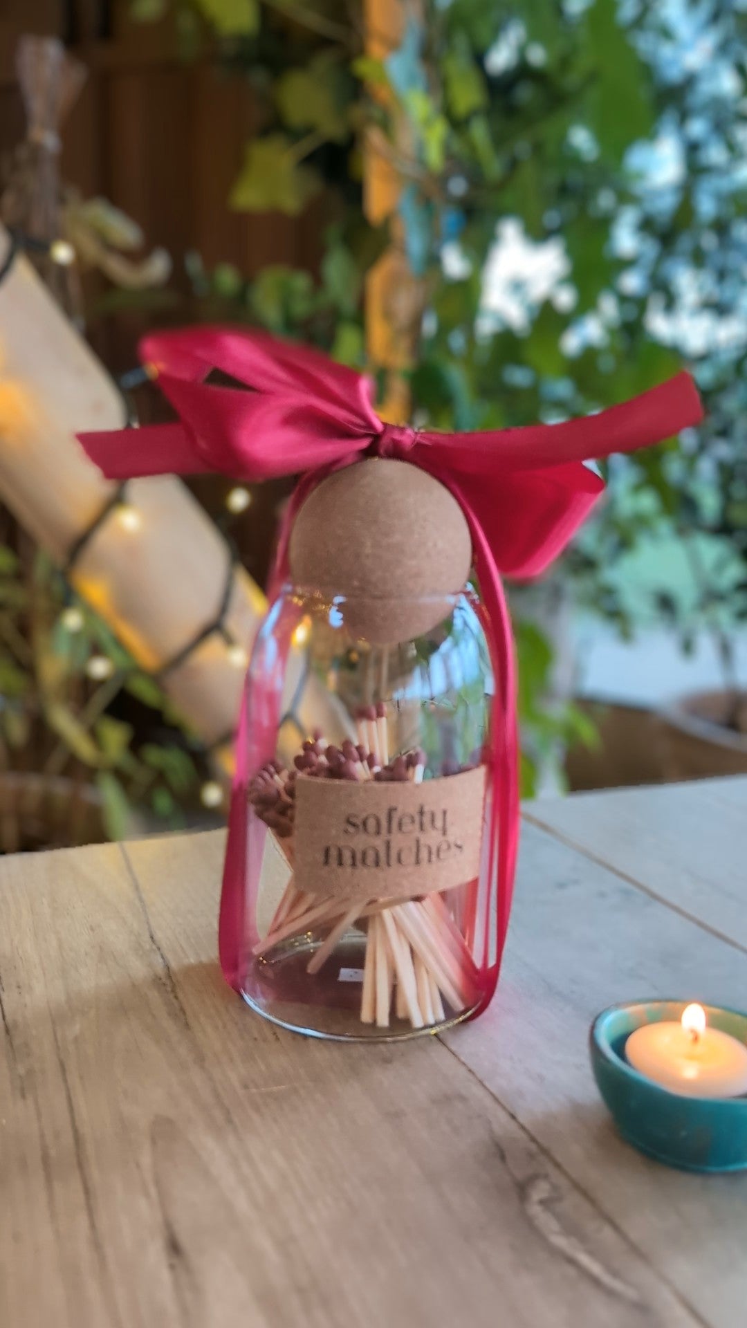 Red Ribboned Match Jar
